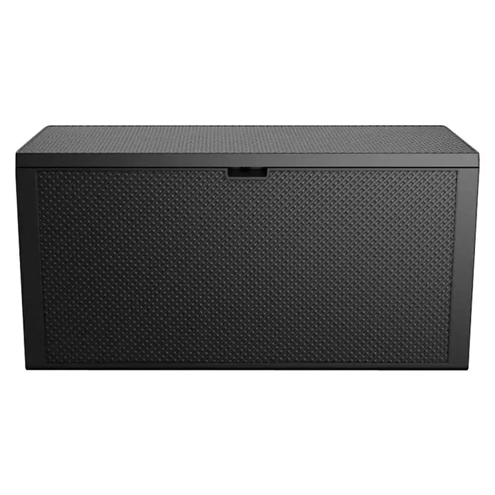 Keter Garten-Aufbewahrungsbox Emily - L x B x H: 117,8 x 44,6 x 58 cm, Graphite, Kunststoff - Schwarze Gartenbox mit dekorativer Struktur, ideal zur Aufbewahrung von Gartenutensilien und Spielzeug im Freien.