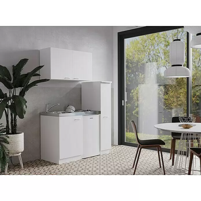 Respekta Miniküche Levin - 130 cm, Weiß, Mit Duo-Kochmulde - Stimmungsaufnahme