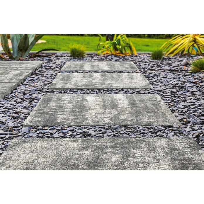 Terrassenplatte Ellenica (48 x 48 x 3,2 cm, Grau/Schwarz, Beton) | BAUHAUS