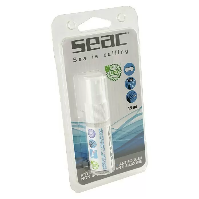Seac Sub Spray antivaho - 0,15 l - Spray antivaho Seac para máscaras de buceo, botella blanca de 15ml en blíster transparente, anti-silicona.