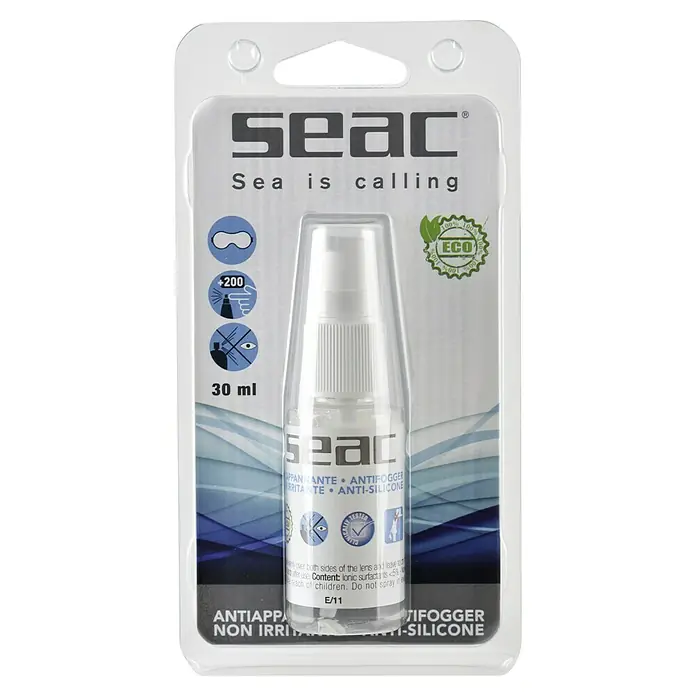 Seac Sub Spray antivaho - 0,15 l - Solución Antifog Seac en una botella de 30ml, ideal para gafas de buceo y máscaras para asegurar una visibilidad clara bajo el agua.