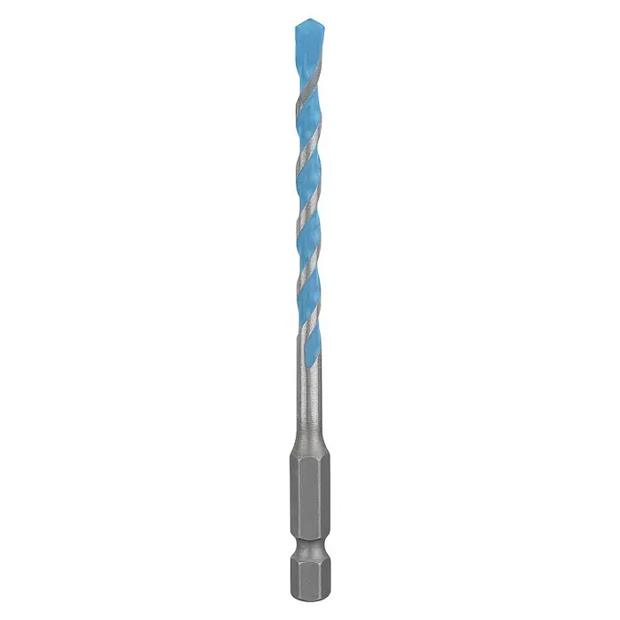 Bosch Expert Universalbohrer Hex-9 - Durchmesser Bohrer: 5 mm, Arbeitslänge: 50 mm - Spiralbohrer mit einer blauen Beschichtung und einem Sechskantschaft für den Einsatz in Bohrmaschinen und Schraubendrehern.