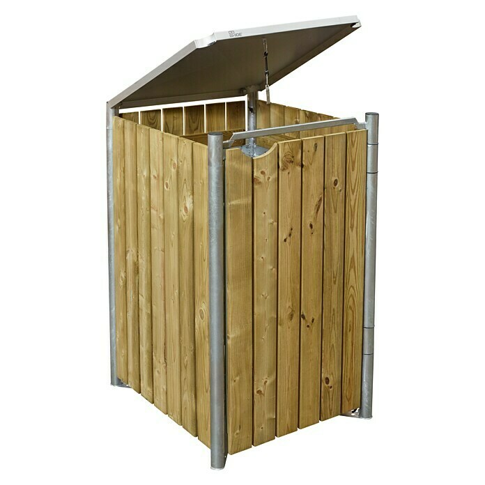 Hide Mülltonnenbox (80,7 x 669,7 x 115,2 cm, Passend für: 1 Mülltonne 180 - 240 l, Holz, Natur)