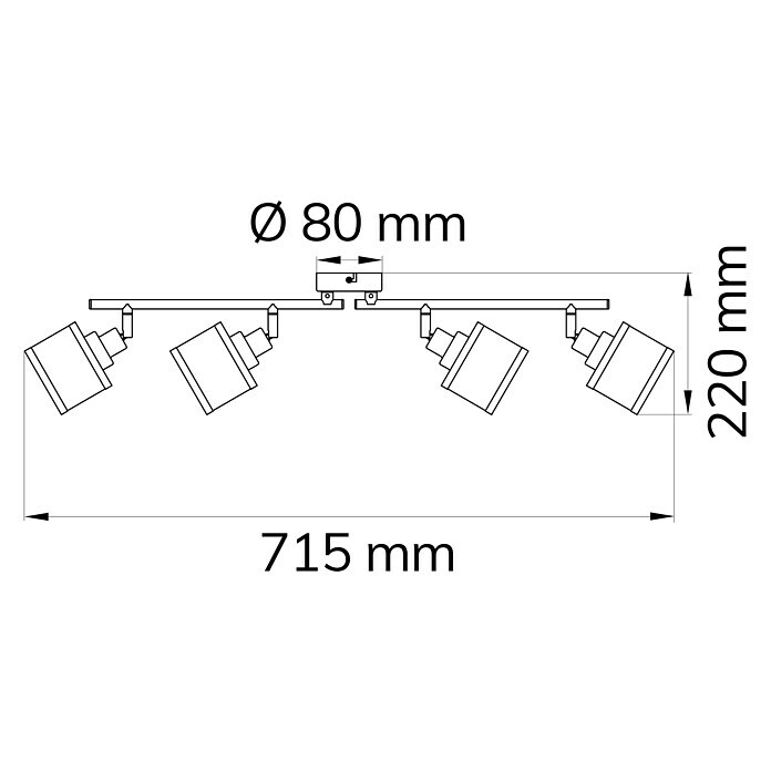 WOFI Deckenstrahler Alexia (112 W, L x B x H: 71,5 x 10 x 22 cm, Chrom, E14, 4 Stk.) | BAUHAUS