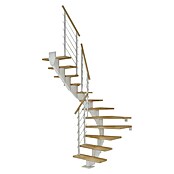 Dolle Mittelholmtreppe Hamburg (Breite: 85 cm, 1/2-gewendelt, Verkehrsweiß, Farbe Stufen: Buche Natur, Geschosshöhe: 278 cm - 322 cm) | BAUHAUS