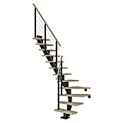 Dolle Mittelholmtreppe Frankfurt (Breite: 75 cm, 1/4-gewendelt, Anthrazitgrau, Farbe Stufen: Eiche Weiß, Geschosshöhe: 222 cm - 258 cm) | BAUHAUS