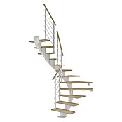 Dolle Mittelholmtreppe Hamburg (Breite: 85 cm, 1/2-gewendelt, Verkehrsweiß, Farbe Stufen: Eiche Weiß, Geschosshöhe: 222 cm - 258 cm) | BAUHAUS