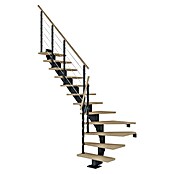 Dolle Mittelholmtreppe Hamburg (Breite: 75 cm, 1/4-gewendelt, Anthrazitgrau, Farbe Stufen: Eiche Weiß, Geschosshöhe: 259 cm - 301 cm) | BAUHAUS