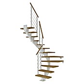 Dolle Mittelholmtreppe Hamburg (Breite: 85 cm, 1/2-gewendelt, Verkehrsweiß, Farbe Stufen: Eiche Weiß, Geschosshöhe: 240 cm - 279 cm) | BAUHAUS