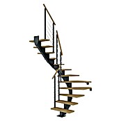 Dolle Mittelholmtreppe Hamburg (Breite: 75 cm, 1/2-gewendelt, Anthrazitgrau, Farbe Stufen: Eiche Natur, Geschosshöhe: 259 cm - 301 cm) | BAUHAUS