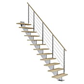 Dolle Mittelholmtreppe Hamburg (Breite: 75 cm, Gerade, Perlgrau, Farbe Stufen: Eiche Weiß, Geschosshöhe: 259 cm - 301 cm) | BAUHAUS