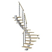 Dolle Mittelholmtreppe Hamburg (Breite: 75 cm, 1/2-gewendelt, Perlgrau, Farbe Stufen: Eiche Weiß, Geschosshöhe: 240 cm - 279 cm) | BAUHAUS