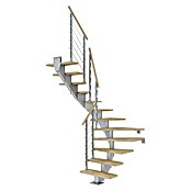 Dolle Mittelholmtreppe Hamburg (Breite: 75 cm, 1/2-gewendelt, Perlgrau, Farbe Stufen: Buche Natur, Geschosshöhe: 259 cm - 301 cm) | BAUHAUS