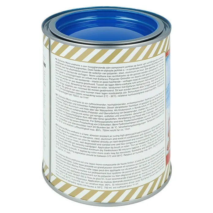 Epifanes Yachtlack Mono-Urethan - Blau 3107, 750 ml - Epifanes Mono-Urethan Lackdose. Hochglänzender, abriebfester Bootslack für Holz, Stahl und Aluminium. Ideal für die Anwendung über der Wasserlinie.
