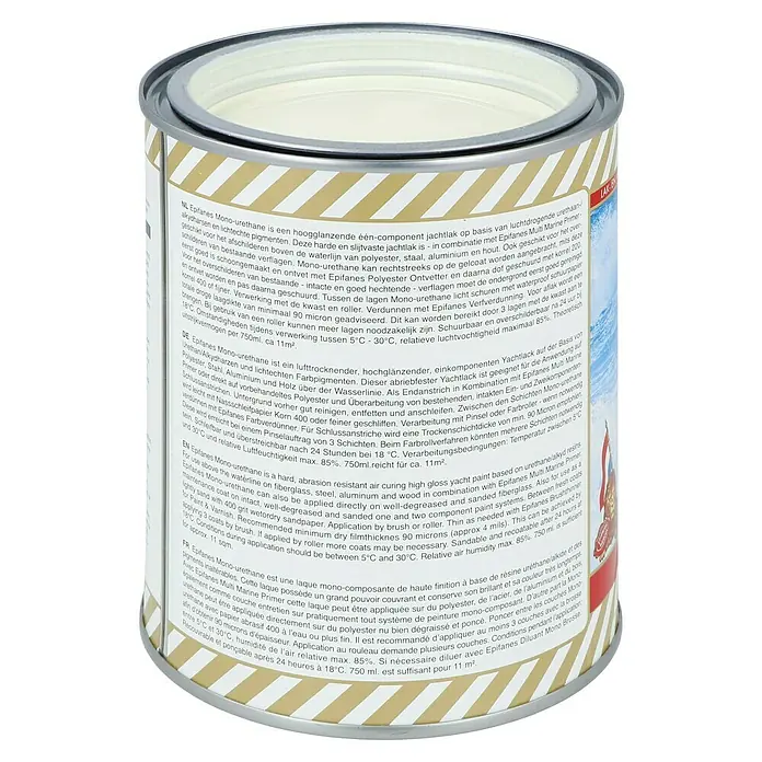 Epifanes Yachtlack Mono-Urethan - Creme 3124, 750 ml - Dose Epifanes Mono-Urethan Yachtlack, ein hochglänzender, lufttrocknender Einkomponentenlack für langlebige Ergebnisse auf Booten.