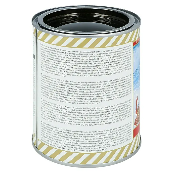Epifanes Yachtlack Mono-Urethan - Schwarz 3119, 750 ml - Dose Epifanes Mono-Urethan-Bootslack, ein einkomponentiger, hochglänzender Lack auf Urethan/Alkydharzbasis für langlebige Oberflächen.