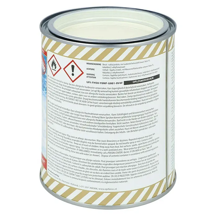 Epifanes Yachtlack Mono-Urethan - Creme 3124, 750 ml - Dose Epifanes-Lack mit Gefahrenhinweisen.
