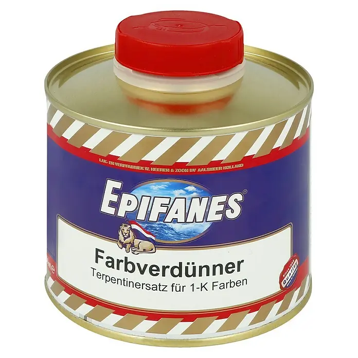 Epifanes Verdünnung - 500 ml - Dose Epifanes Farbverdünner, Terpentinersatz für 1-K Farben, mit rotem Deckel. Ideal zum Verdünnen von Farben und Reinigen von Werkzeugen.
