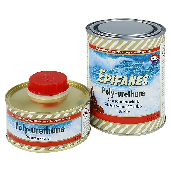 Epifanes Polyurethan-Klarlack 2 K DD-Lack - 750 ml, Glänzend, Klar - Epifanes Polyurethan-Lack: Ein Zweikomponenten-Lack für Boote mit UV-Filter. Inklusive Härter für optimale Ergebnisse.