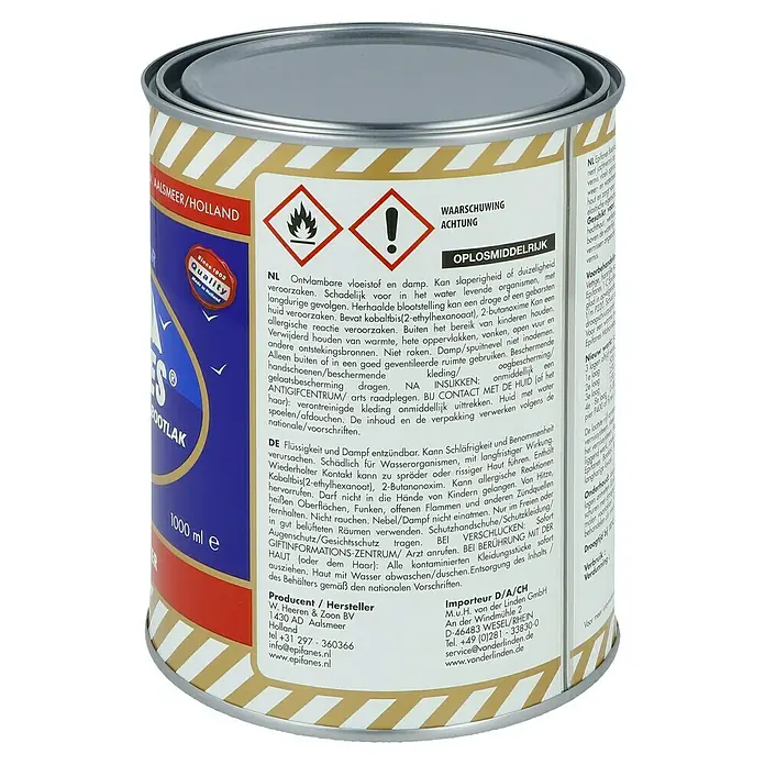 Epifanes Barniz transparente - 1 l - Bote de Epifanes Bootlak, un producto de alta calidad para la protección y el cuidado de barcos. Preste atención a las advertencias en la lata.