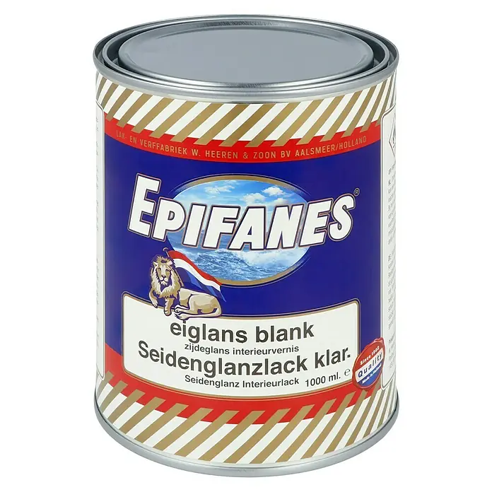 Epifanes Klarlack - Transparent, 1 l, Seidenglänzend - Dose Epifanes Bootslack, seidenmatt, für den Innenbereich. Ideal für Holzoberflächen im Schiff.