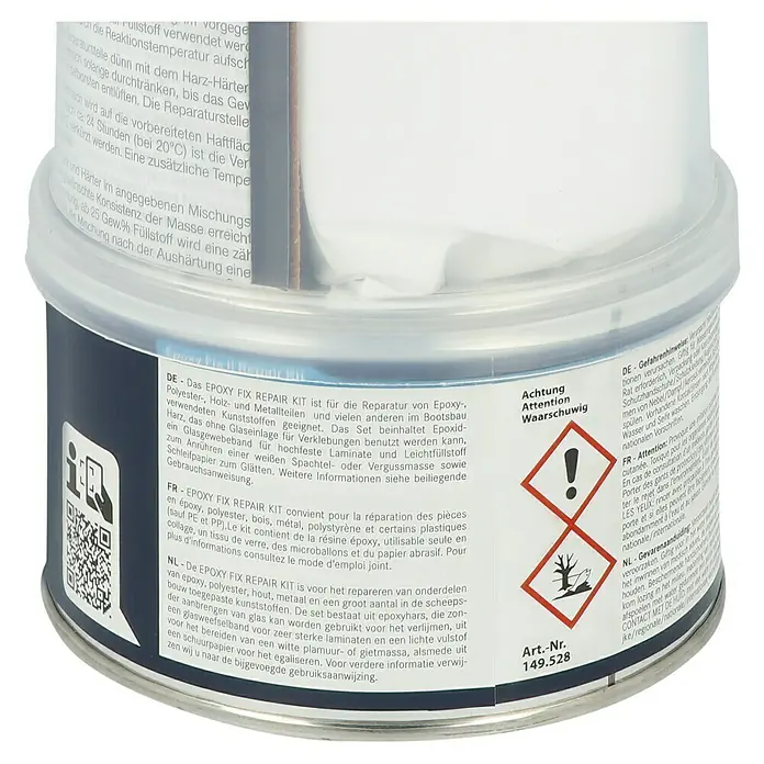 Yachtcare Epoxy Fix II Repair Kit - 250 g, Transparent - Dose mit EPOXY FIX REPAIR KIT, geeignet für Reparaturen an Booten, mit Epoxidharz, Glasgewebeband und Schleifpapier für glatte Oberflächen.