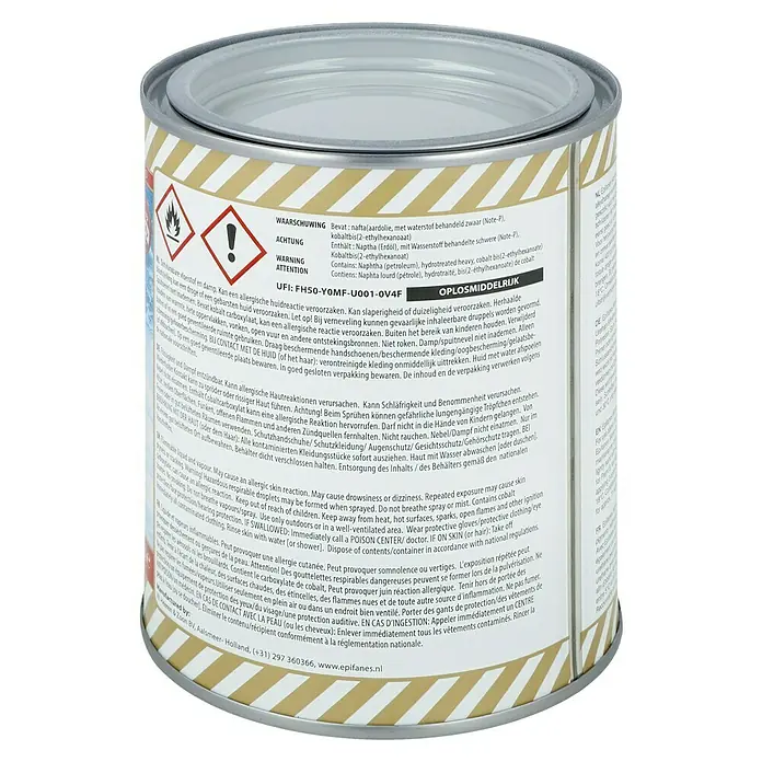 Epifanes Yachtlack Mono-Urethan - Mittelgrau 3212, 750 ml - Dose Epifanes Lack mit Warnhinweisen.