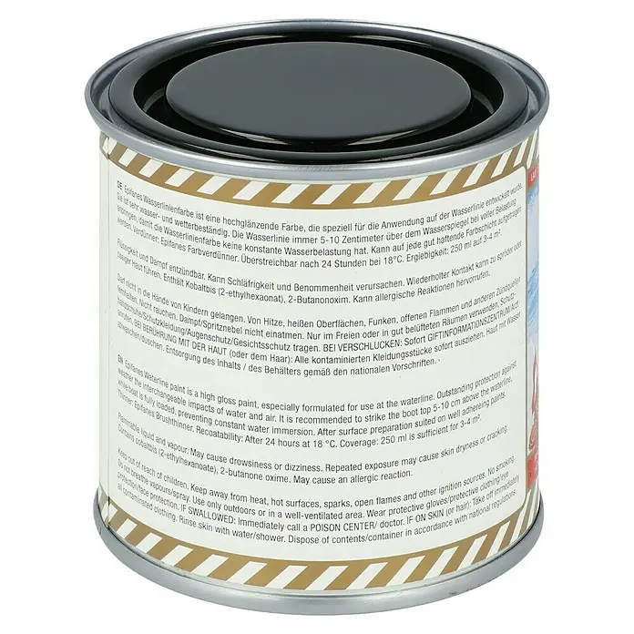 Epifanes Wasserlinienfarbe - Schwarz, 250 ml - Dose Epifanes Wasserlinienfarbe, eine hochglänzende Farbe für die Anwendung auf der Wasserlinie von Booten.