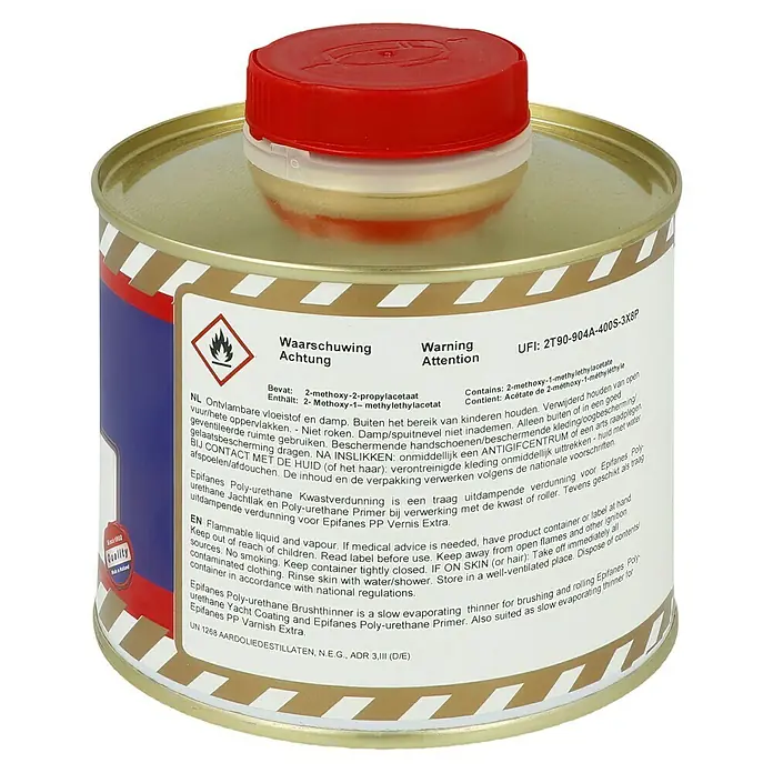 Epifanes Pinselreiniger & Verdünner - Geeignet für: Lacke, 500 ml - Dose Epifanes Polyurethan Verdünnung, ein langsam verdunstendes Verdünnungsmittel zum Streichen von Epifanes Yachtlack und Primer.