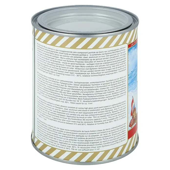 Epifanes Yachtlack Mono-Urethan - Mittelgrau 3212, 750 ml - Dose Epifanes Mono-Urethan Yachtlack, ein hochglänzender, abriebfester Einkomponentenlack für den Einsatz oberhalb der Wasserlinie auf verschiedenen Materialien.