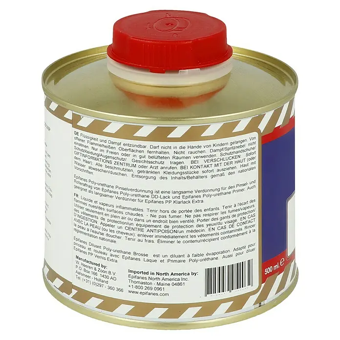 Epifanes Pinselreiniger & Verdünner - Geeignet für: Lacke, 500 ml - Dose Epifanes Polyurethan Pinselverdünnung, ein Verdünner für Pinsel- und Rollerauftrag von Epifanes Polyurethan DD-Lack und Primer.