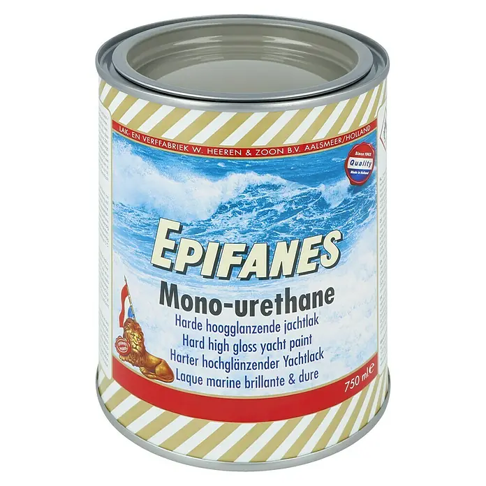 Epifanes Yachtlack Mono-Urethan - Mittelgrau 3221, 750 ml - Dose Epifanes Mono-Urethan Yachtlack, ein hochwertiges Produkt für dauerhaften Schutz und Glanz auf Booten, ideal für maritime Anwendungen.