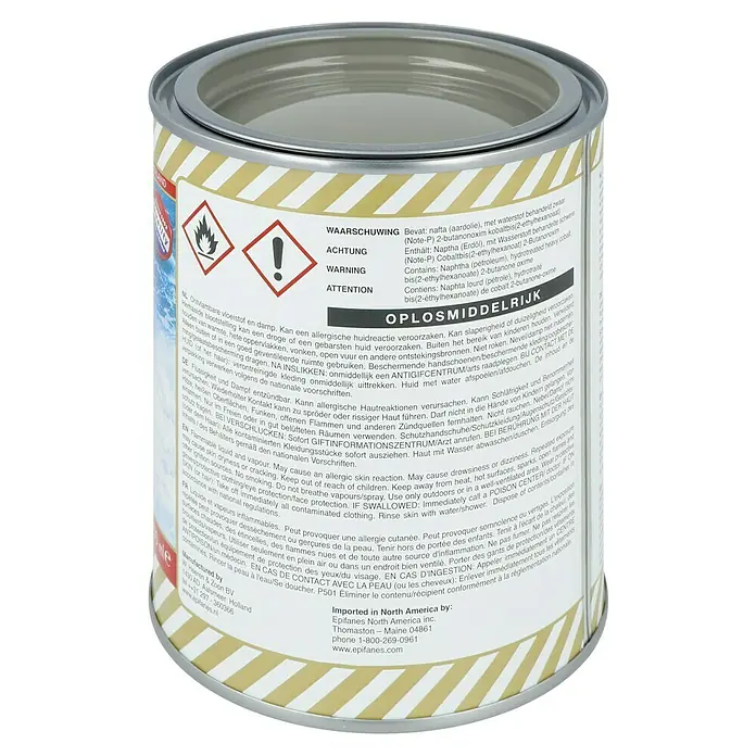 Epifanes Yachtlack Mono-Urethan - Mittelgrau 3221, 750 ml - Epifanes Lackdose mit Gefahrenhinweisen und Herstellerinformationen.
