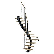 Dolle Mittelholmtreppe Frankfurt (Breite: 65 cm, 1/2-gewendelt, Anthrazitgrau, Farbe Stufen: Eiche Weiß, Geschosshöhe: 240 cm - 279 cm) | BAUHAUS