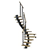 Dolle Mittelholmtreppe Frankfurt (Breite: 75 cm, 1/2-gewendelt, Anthrazitgrau, Farbe Stufen: Eiche Natur, Geschosshöhe: 222 cm - 258 cm) | BAUHAUS