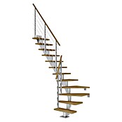 Dolle Mittelholmtreppe Frankfurt (Breite: 75 cm, 1/4-gewendelt, Perlgrau, Farbe Stufen: Eiche Natur, Geschosshöhe: 222 cm - 258 cm) | BAUHAUS