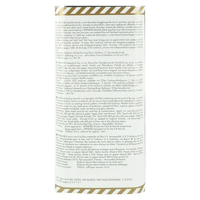 Epifanes Klarlack - 5 l - Dose Epifanes Klarlack für Holz mit UV-Filter, ideal für den Innen- und Außenbereich für langanhaltenden Schutz und Glanz.