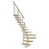 Dolle Mittelholmtreppe Frankfurt (Breite: 65 cm, 1/4-gewendelt, Verkehrsweiß, Farbe Stufen: Buche Natur, Geschosshöhe: 222 cm - 258 cm) | BAUHAUS