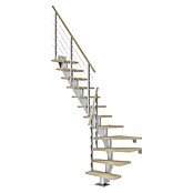 Dolle Mittelholmtreppe Frankfurt (Breite: 75 cm, 1/4-gewendelt, Perlgrau, Farbe Stufen: Eiche Weiß, Geschosshöhe: 259 cm - 301 cm) | BAUHAUS