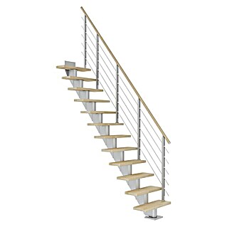 Dolle Mittelholmtreppe Frankfurt (Breite: 65 cm, Gerade, Perlgrau, Farbe Stufen: Buche Natur, Geschosshöhe: 259 cm - 301 cm)