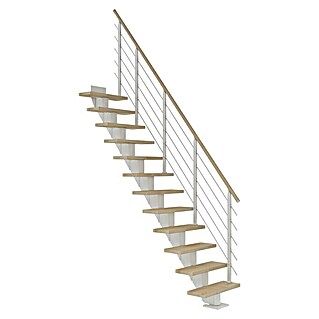 Dolle Mittelholmtreppe Frankfurt (Breite: 65 cm, Gerade, Verkehrsweiß, Farbe Stufen: Buche Natur, Geschosshöhe: 259 cm - 301 cm)