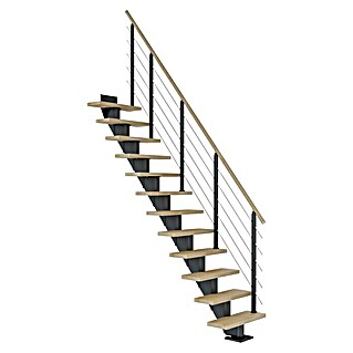 Dolle Mittelholmtreppe Frankfurt (Breite: 65 cm, Gerade, Anthrazitgrau, Farbe Stufen: Buche Natur, Geschosshöhe: 240 cm - 279 cm)