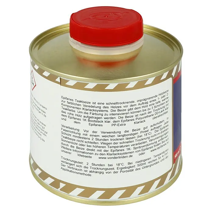 Epifanes Holzbeize - Geeignet für: Teak, 500 ml - Dose Epifanes Teak Beize, eine schnelltrocknende, imprägnierende Holzbeize zur farblichen Veredelung von Holz.