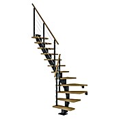 Dolle Mittelholmtreppe Frankfurt (Breite: 75 cm, 1/4-gewendelt, Anthrazitgrau, Farbe Stufen: Eiche Natur, Geschosshöhe: 222 cm - 258 cm) | BAUHAUS