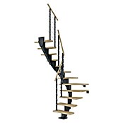 Dolle Mittelholmtreppe Frankfurt (Breite: 75 cm, 1/2-gewendelt, Anthrazitgrau, Farbe Stufen: Buche Natur, Geschosshöhe: 259 cm - 301 cm) | BAUHAUS