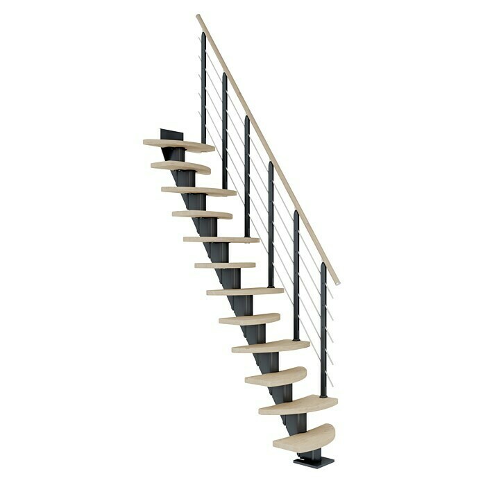 Dolle Mittelholmtreppe Berlin (Breite: 64 cm, Variabel, Anthrazitgrau, Farbe Stufen: Eiche Weiß, Geschosshöhe: 203 cm - 247 cm) | BAUHAUS