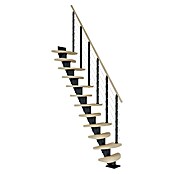 Dolle Mittelholmtreppe Berlin (Breite: 64 cm, Variabel, Anthrazitgrau, Farbe Stufen: Eiche Weiß, Geschosshöhe: 259 cm - 315 cm) | BAUHAUS