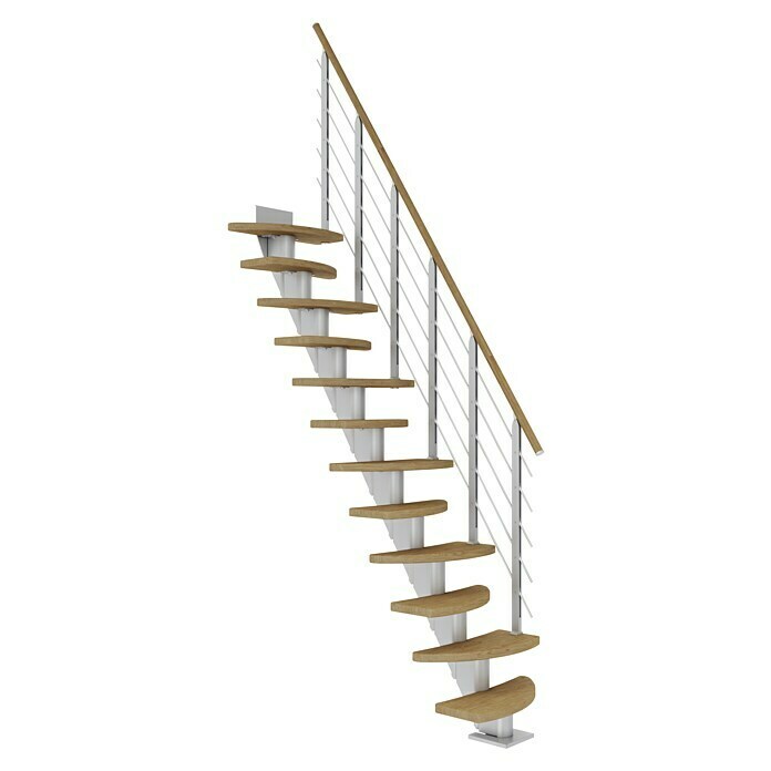 Dolle Mittelholmtreppe Berlin (Breite: 64 cm, Variabel, Perlgrau, Farbe Stufen: Eiche Natur, Geschosshöhe: 203 cm - 247 cm) | BAUHAUS