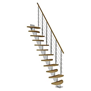 Dolle Mittelholmtreppe Berlin (Breite: 64 cm, Variabel, Perlgrau, Farbe Stufen: Eiche Natur, Geschosshöhe: 240 cm - 292 cm)