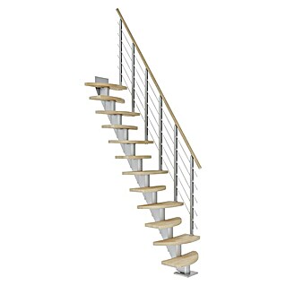 Dolle Mittelholmtreppe Berlin (Breite: 64 cm, Variabel, Perlgrau, Farbe Stufen: Buche Natur, Geschosshöhe: 240 cm - 292 cm)